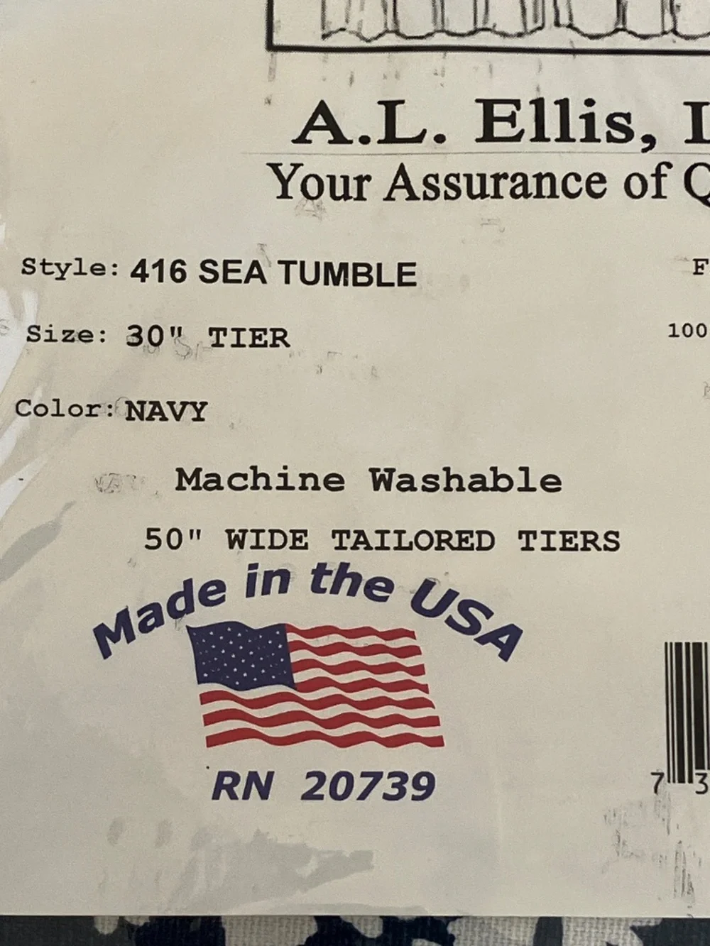 NEW Window Tiers Curtains Sea Tumble Blue 30 inch L x 50 inch W